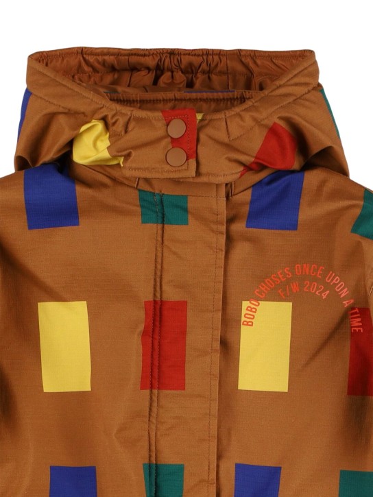 Bobo Choses: Printed cotton blend hooded parka - Brown/Multi - kids-boys_1 | Luisa Via Roma