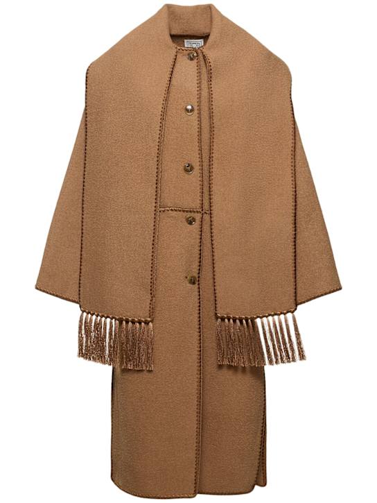Toteme: Embroidered scarf wool blend long coat - women_0 | Luisa Via Roma