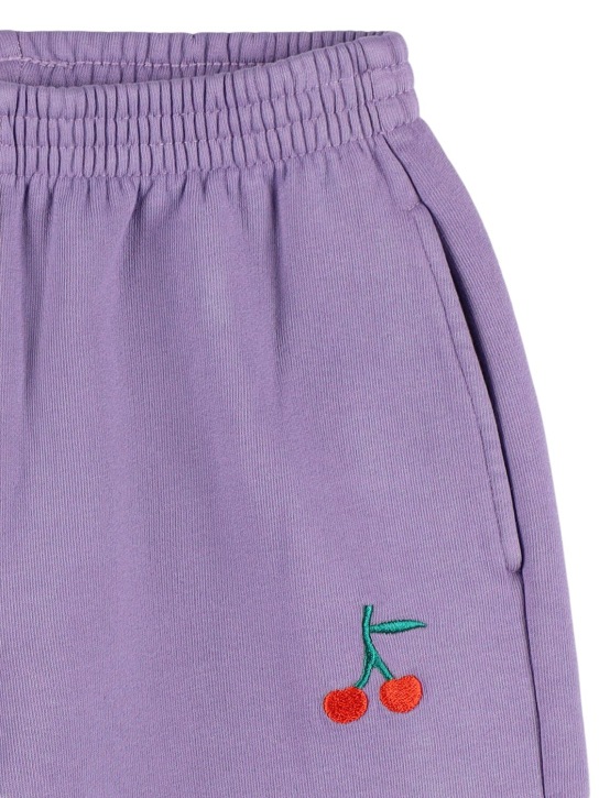 Bobo Choses: Cherry embroidered cotton sweatpants - Light Purple - kids-girls_1 | Luisa Via Roma