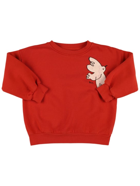 Bobo Choses: Bird print cotton sweatshirt - Red - kids-boys_0 | Luisa Via Roma