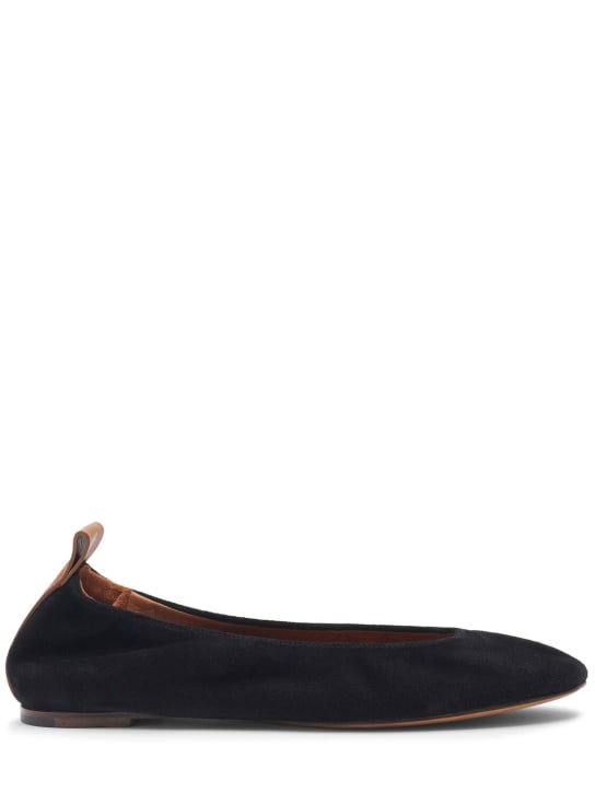 Lanvin: 5mm Suede ballerina flats - Black - women_0 | Luisa Via Roma