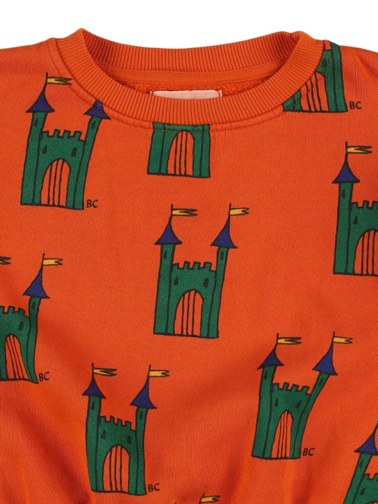 Bobo Choses: Castle print cotton blend sweatshirt - Orange - kids-boys_1 | Luisa Via Roma