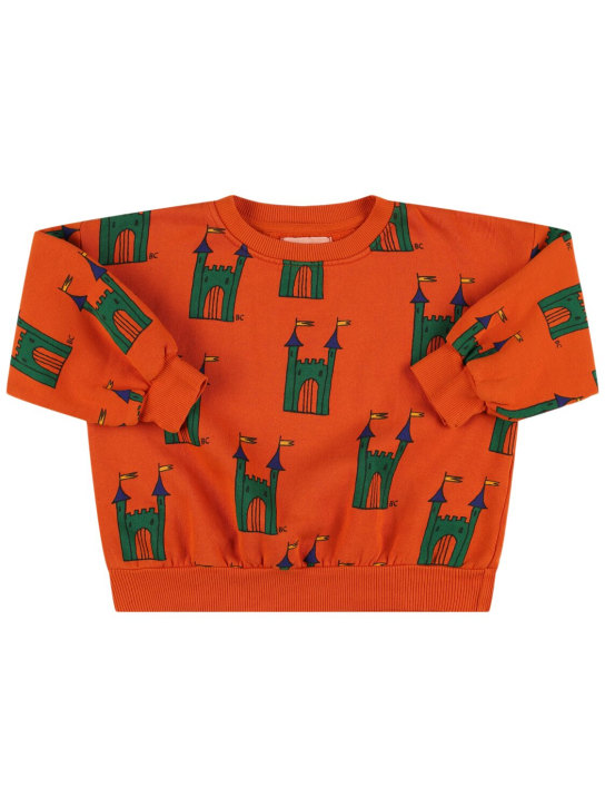 Bobo Choses: Castle print cotton blend sweatshirt - Orange - kids-boys_0 | Luisa Via Roma