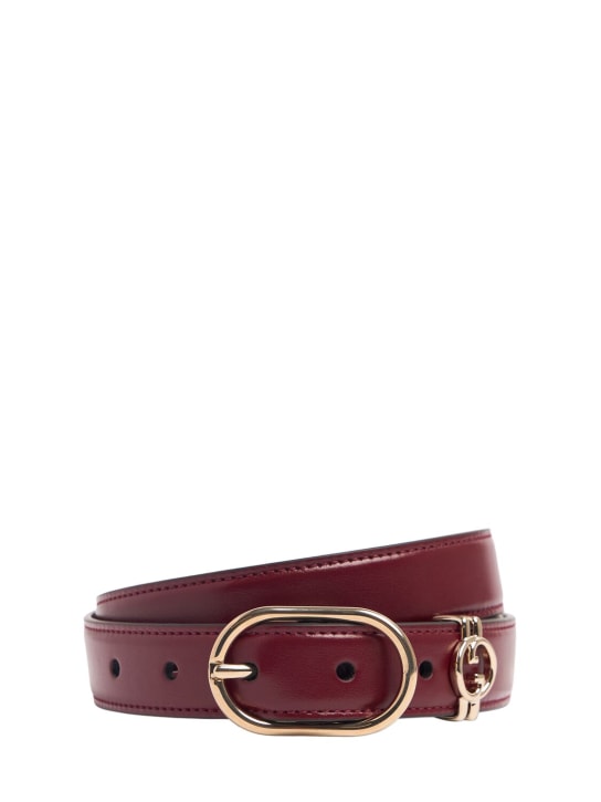 Gucci: 25mm Round Buckle leather belt - Rosso Ancora - women_0 | Luisa Via Roma