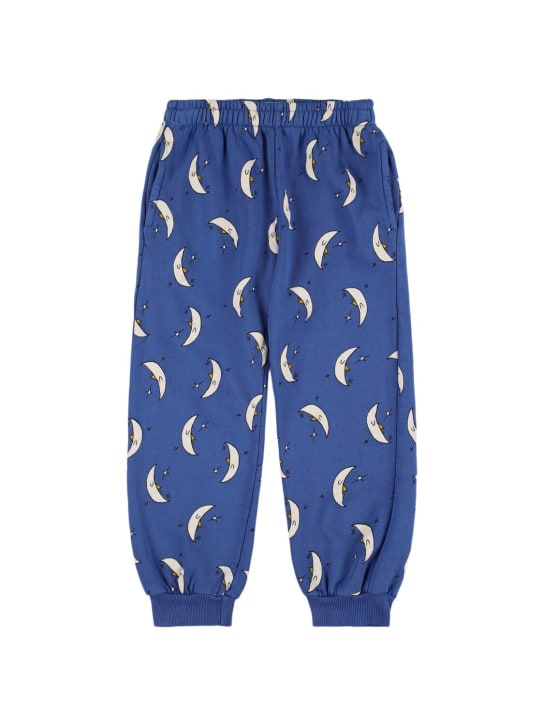 Bobo Choses: Moon print cotton sweatpants - Blue - kids-girls_0 | Luisa Via Roma