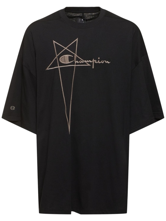 Rick Owens: T-shirt en jersey à logo Tommy T - Noir - men_0 | Luisa Via Roma