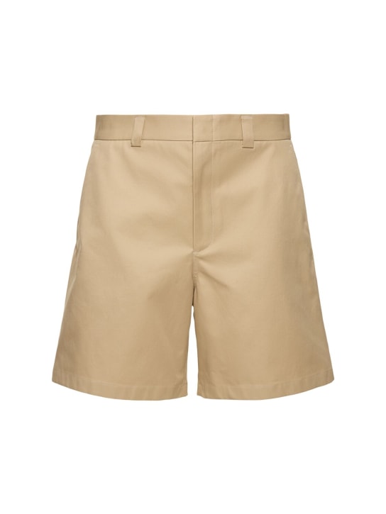 Gucci: Compact cotton twill shorts - 샌드 - men_0 | Luisa Via Roma