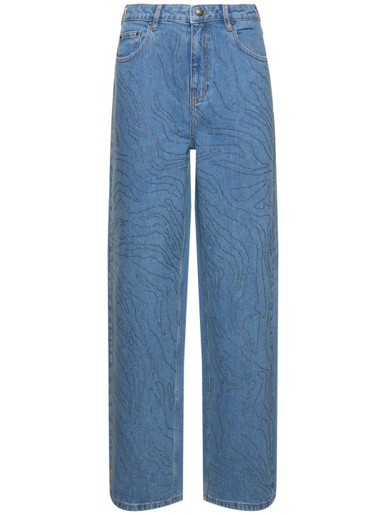 Rotate: Dixie stonewashed wide leg jeans - Light Blue - women_0 | Luisa Via Roma