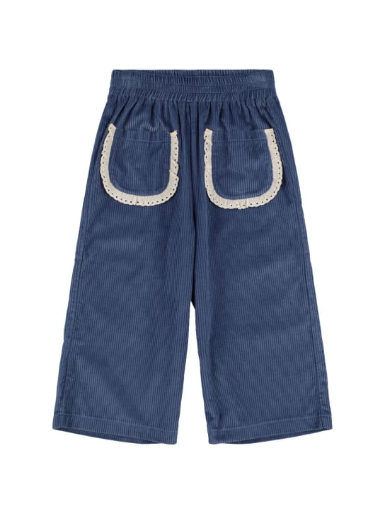 Hello Simone: Mouna cotton corduroy pants - Blue - kids-girls_0 | Luisa Via Roma