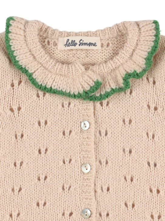 Hello Simone: Linette wool blend knit cardigan - Ecru - kids-girls_1 | Luisa Via Roma