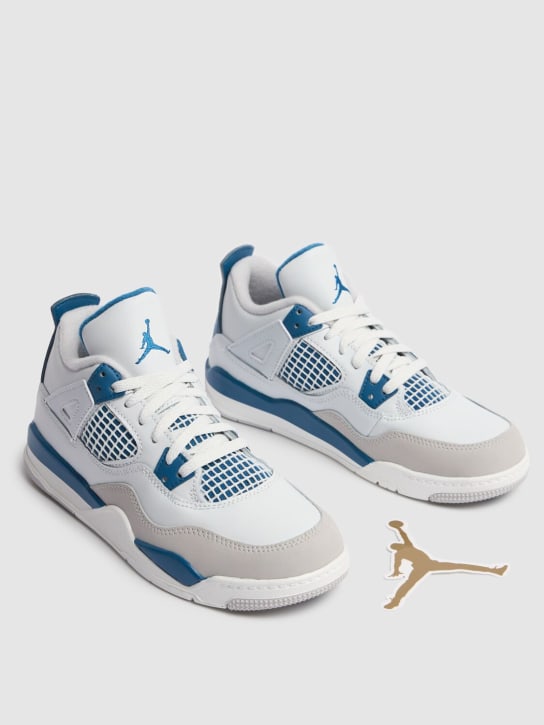 Nike: Baskets Jordan 4 Retro - Blanc/Bleu - kids-girls_1 | Luisa Via Roma