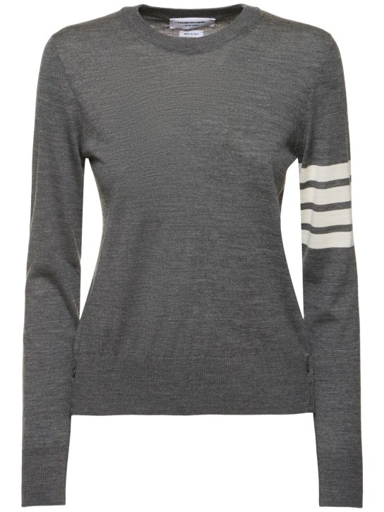 Thom Browne: Relaxed fit wool sweater - Grey - women_0 | Luisa Via Roma
