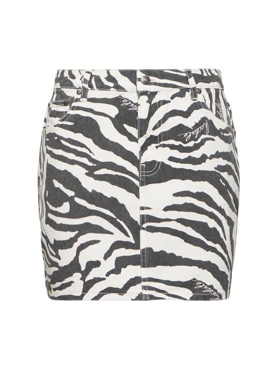 Rotate: Nela zebra print denim mini skirt - Black/White - women_0 | Luisa Via Roma