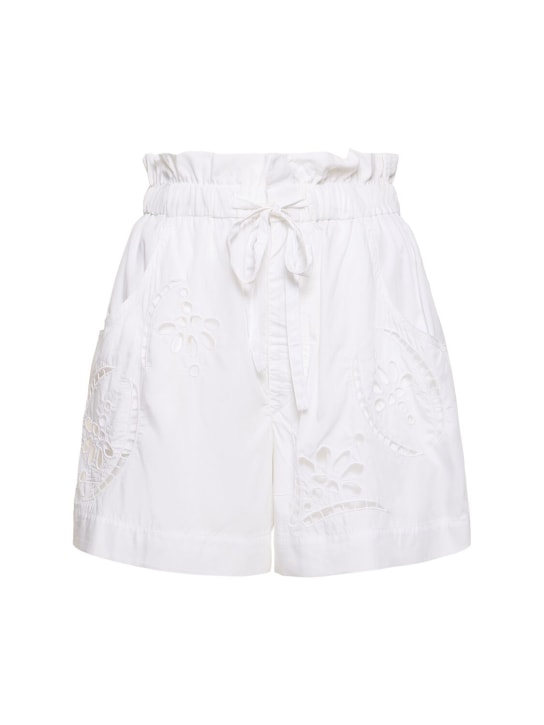 Isabel Marant: Hidea embroidered poplin shorts - White - women_0 | Luisa Via Roma