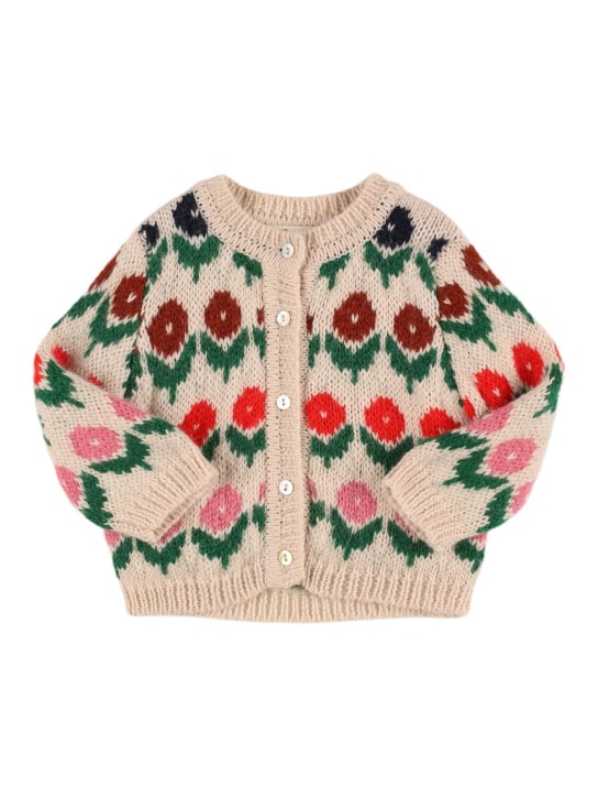 Hello Simone: Jeannette wool blend knit cardigan - White/Multi - kids-girls_0 | Luisa Via Roma