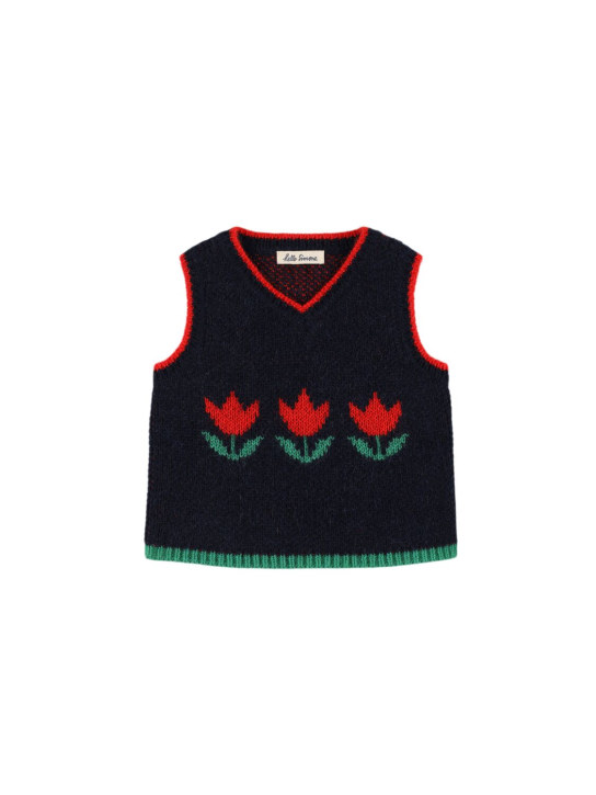 Hello Simone: Gilet Pepette in maglia di misto lana - Nero - kids-girls_0 | Luisa Via Roma