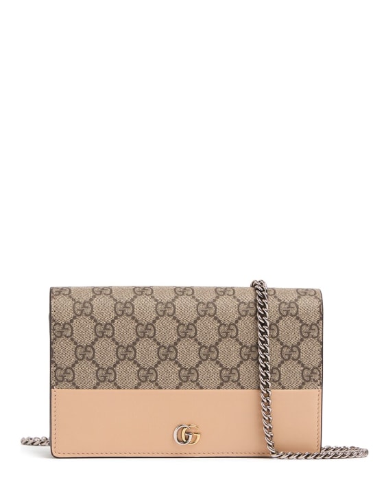 Gucci: Petite Marmont leather wallet on chain - 핑크 - women_0 | Luisa Via Roma