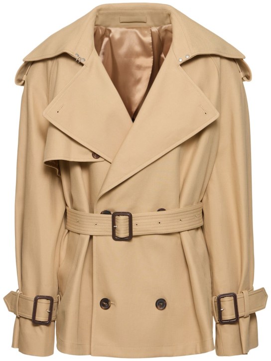Wardrobe.nyc: Cropped cotton trench coat - Haki - women_0 | Luisa Via Roma
