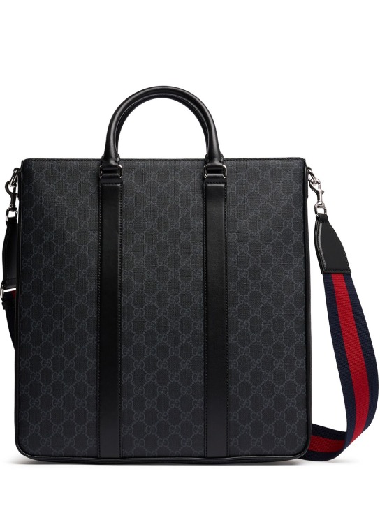 Gucci: GG Black Supreme tote bag - Noir - men_0 | Luisa Via Roma