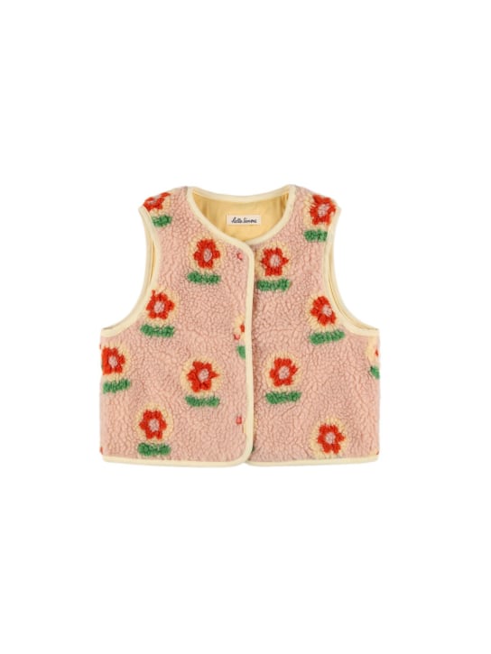 Hello Simone: Mira printed poly teddy vest - Beige/Multi - kids-girls_0 | Luisa Via Roma