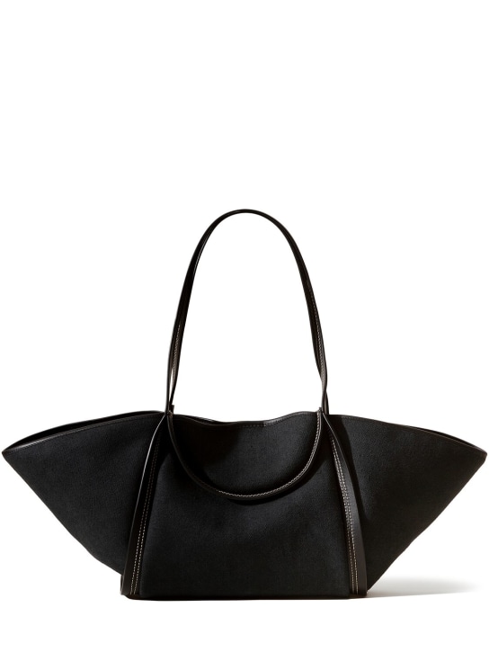 Hereu: Cuber cotton & leather tote bag - Siyah - women_0 | Luisa Via Roma