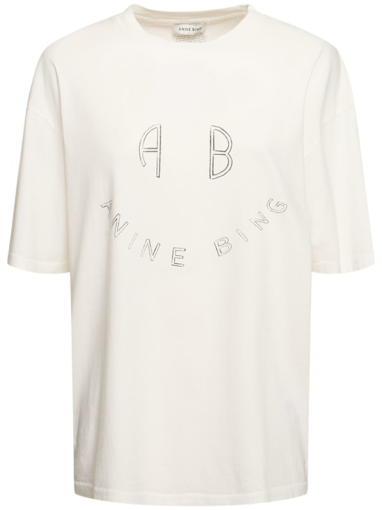 ANINE BING: Camiseta de algodón jersey - Marfil - women_0 | Luisa Via Roma