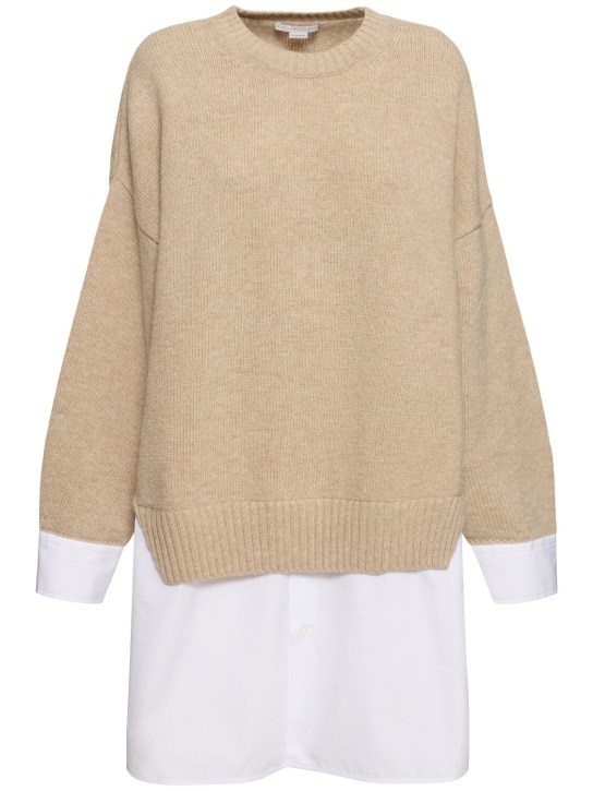 Stella McCartney: Sweater aus Wollstrick - Weiß/Beige - women_0 | Luisa Via Roma