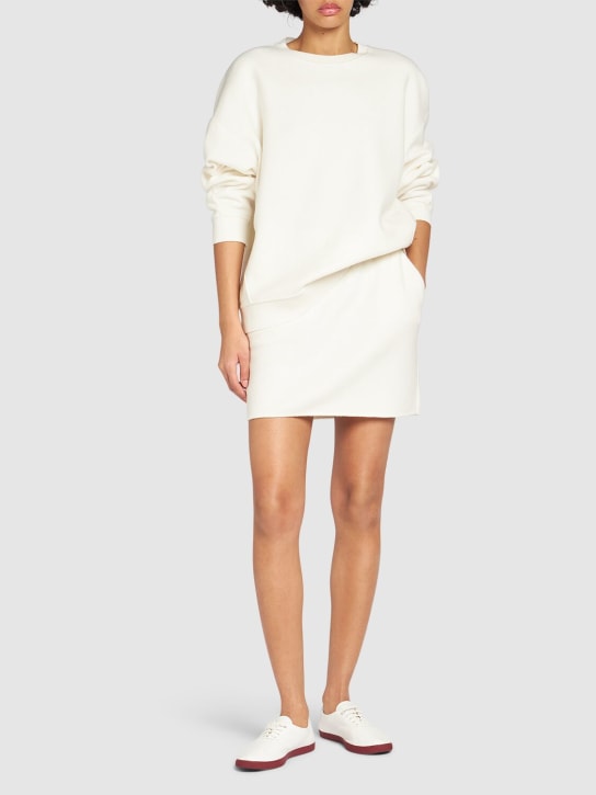 Max Mara: Onagro wool blend jersey mini skirt - Ivory - women_1 | Luisa Via Roma