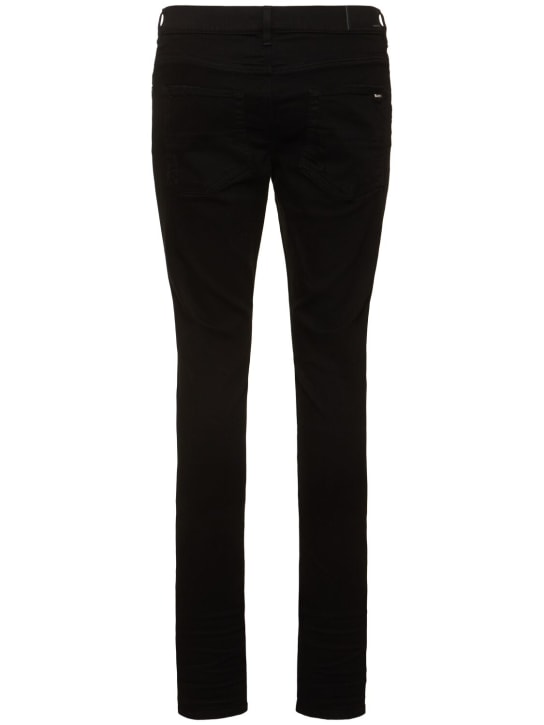Amiri: 15cm Stack cotton denim jeans - Black - men_4 | Luisa Via Roma