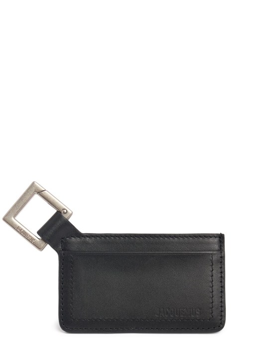 Jacquemus: Le Porte-cartes Cuerda leather wallet - Siyah - men_0 | Luisa Via Roma