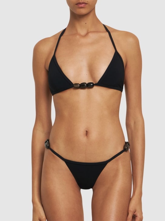 Christopher Esber: Crystal triangle bikini top - Black - women_1 | Luisa Via Roma