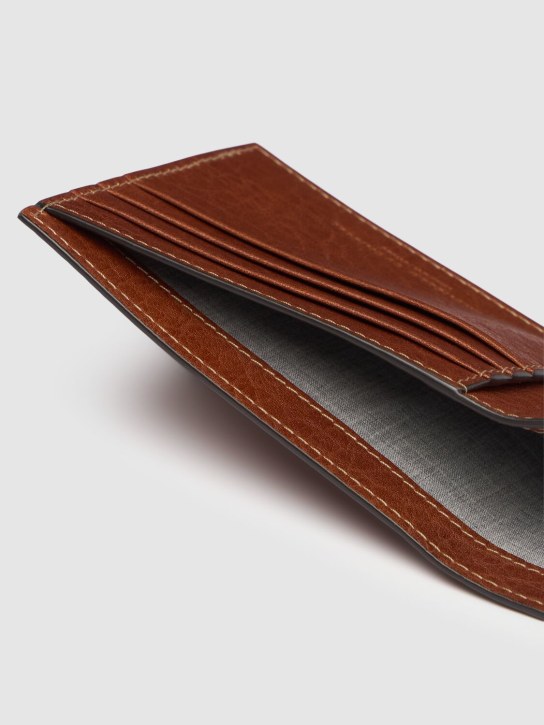 Brunello Cucinelli: Leather logo wallet - Copper - men_3 | Luisa Via Roma