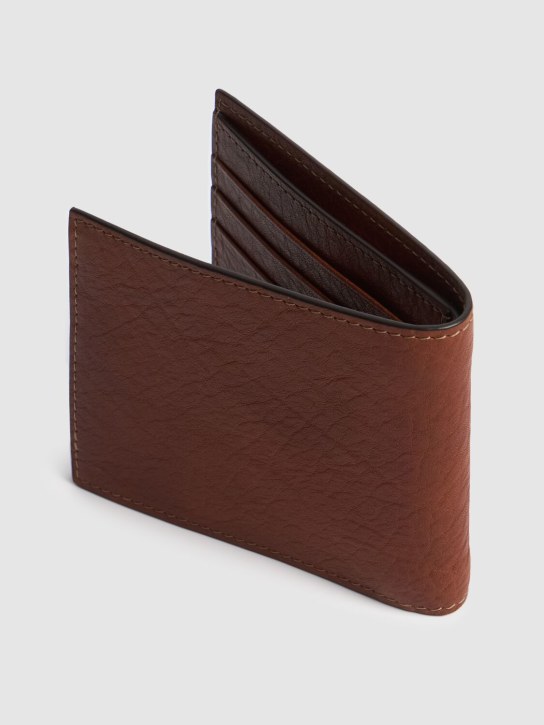 Brunello Cucinelli: Leather logo wallet - Copper - men_2 | Luisa Via Roma