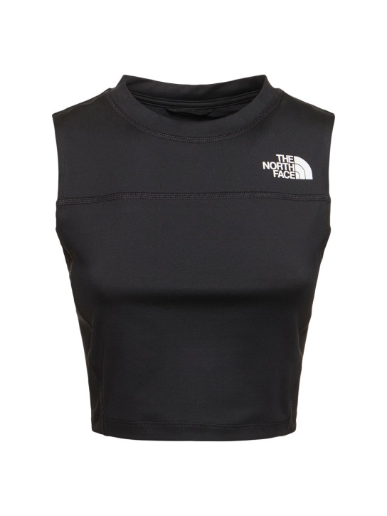 The North Face: Poly knit cropped tank top - Black - women_0 | Luisa Via Roma