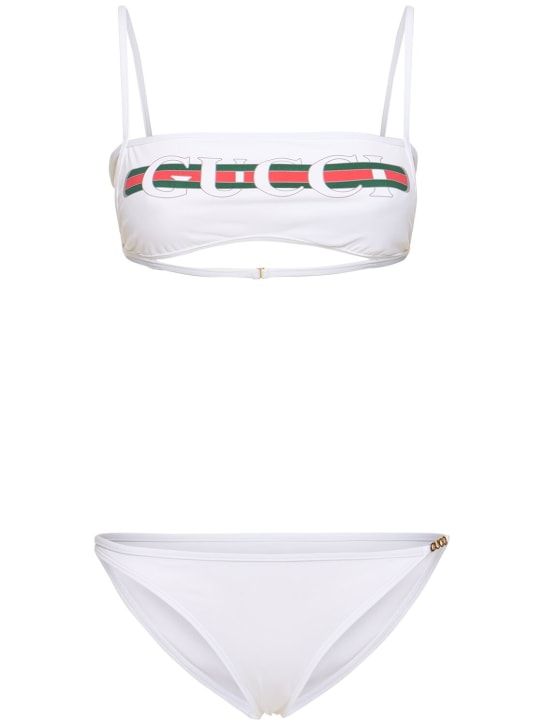 Gucci: Sparkling jersey bikini set - Weiß/Multi - women_0 | Luisa Via Roma