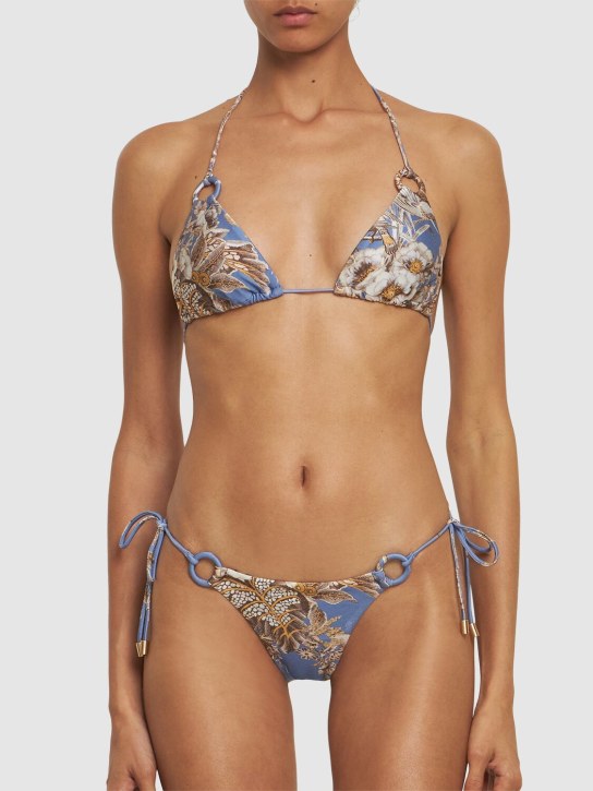 Zimmermann: Ottie lycra ring triangle bikini set - Blue/Multi - women_1 | Luisa Via Roma