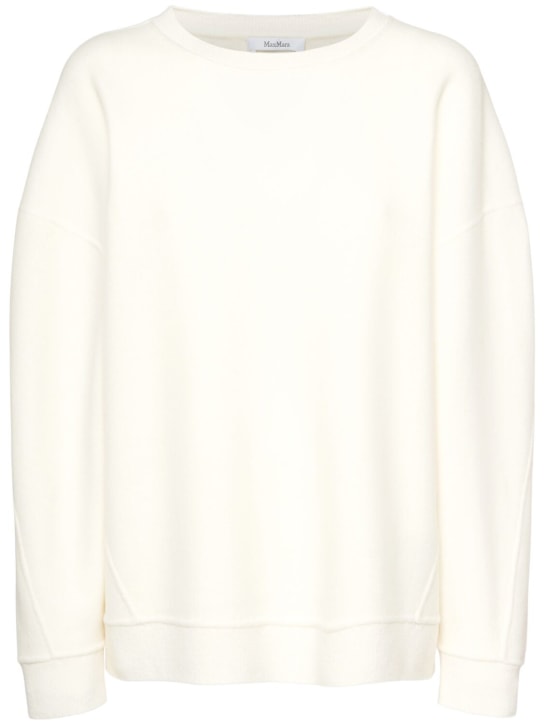 Max Mara: Elvira wool blend jersey sweatshirt - Ivory - women_0 | Luisa Via Roma
