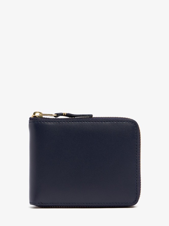 Comme des Garçons Wallet: Leather zip wallet - Navy - men_0 | Luisa Via Roma