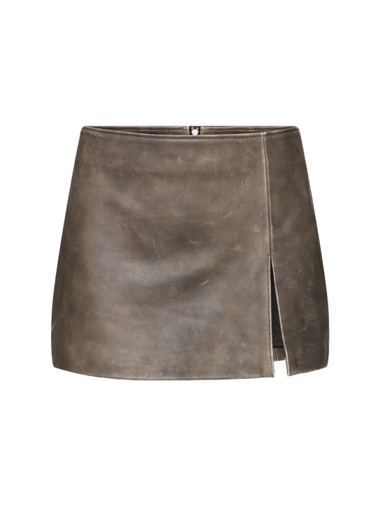 MANOKHI: Deline leather mini skirt - Siyah - women_0 | Luisa Via Roma