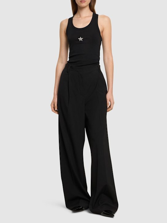 Stella McCartney: Crystal embellished jersey tank top - Black - women_1 | Luisa Via Roma