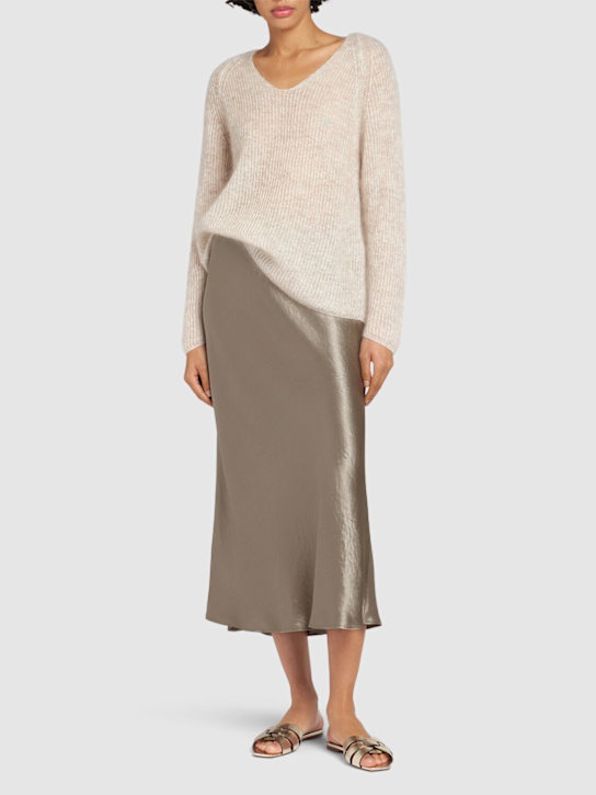 Max Mara: Alessio satin midi skirt - women_1 | Luisa Via Roma