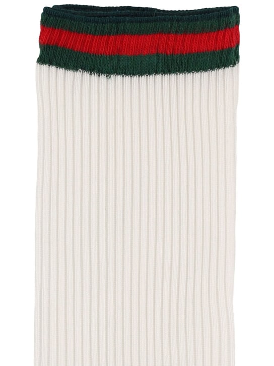 Gucci: Weiss Web cotton blend socks - White - men_1 | Luisa Via Roma