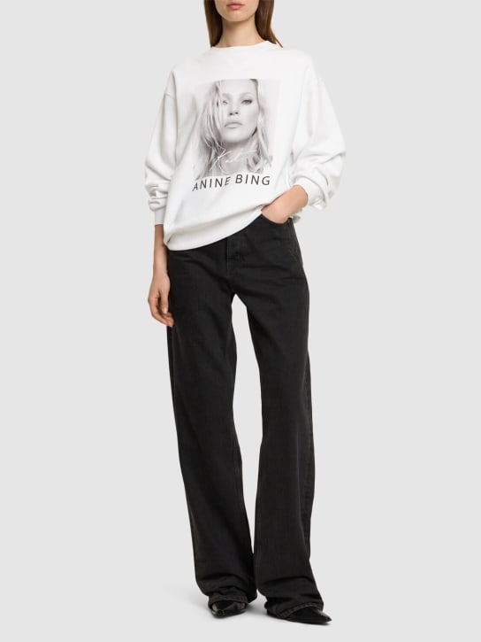 ANINE BING: Ramona Kate Moss cotton sweatshirt - White - women_1 | Luisa Via Roma