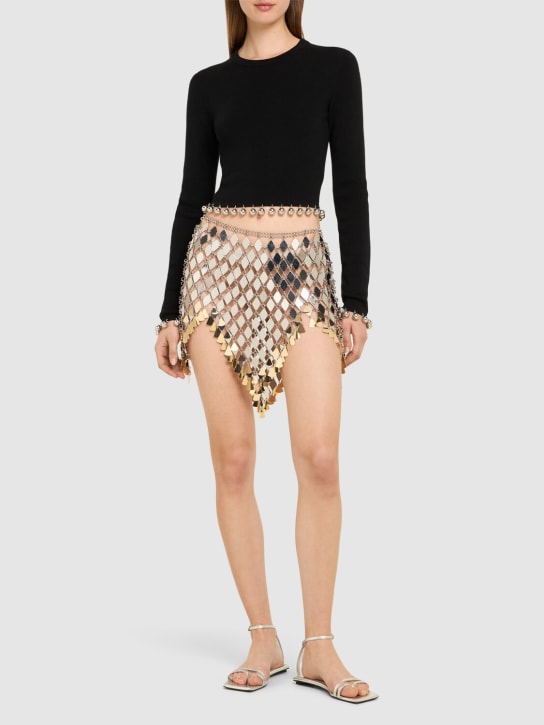 Rabanne: Geometric sequined mini skirt - Silver - women_1 | Luisa Via Roma