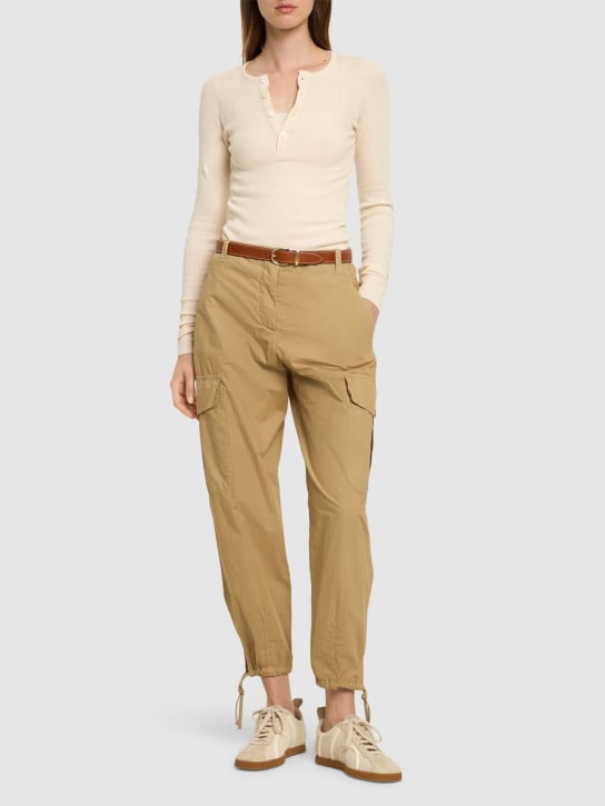 ASPESI: Cotton poplin straight cargo pants - Bej - women_1 | Luisa Via Roma