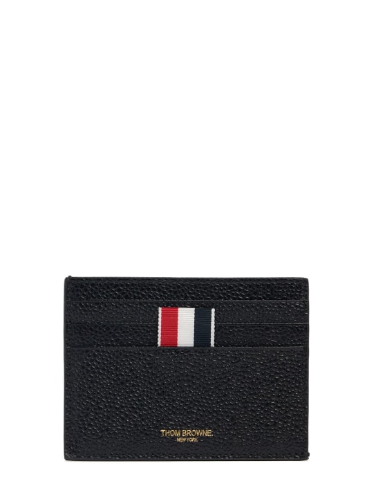 Thom Browne: Pebble leather credit card holder - Black - men_0 | Luisa Via Roma