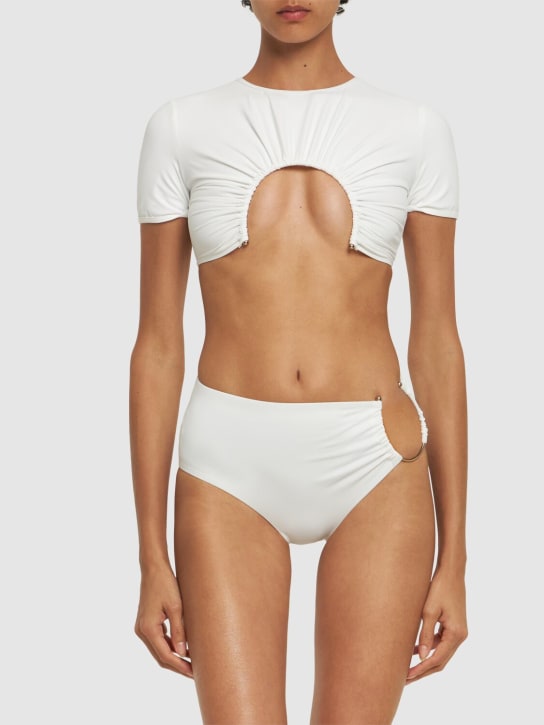 Christopher Esber: Metal ring high waist bikini bottoms - White - women_1 | Luisa Via Roma