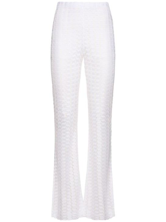 Missoni: Solid lace flared pants - Beyaz - women_0 | Luisa Via Roma