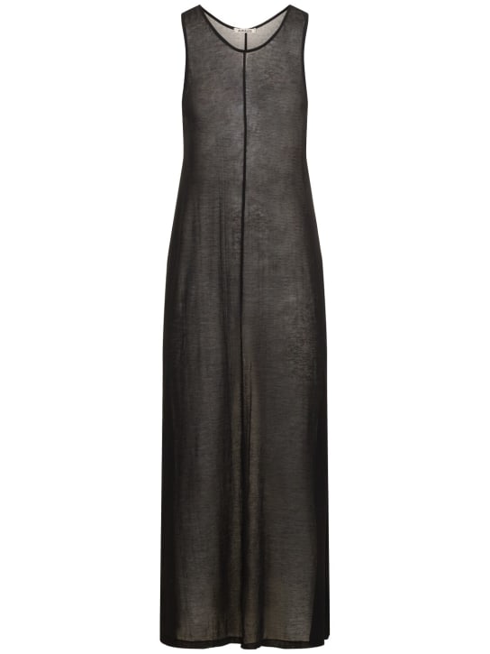 AURALEE: Hard twist cotton gauze long dress - Black - women_0 | Luisa Via Roma