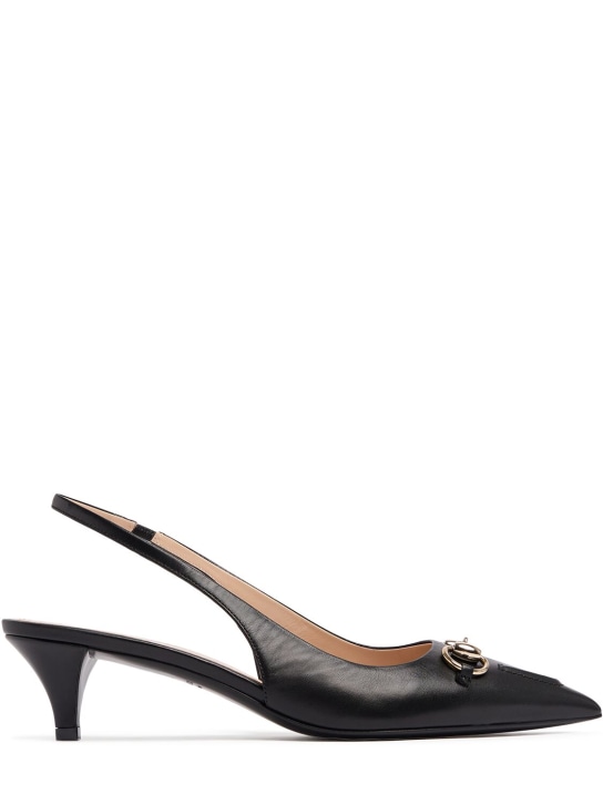 Gucci: Zapatos destalonados de piel 45mm - Negro - women_0 | Luisa Via Roma